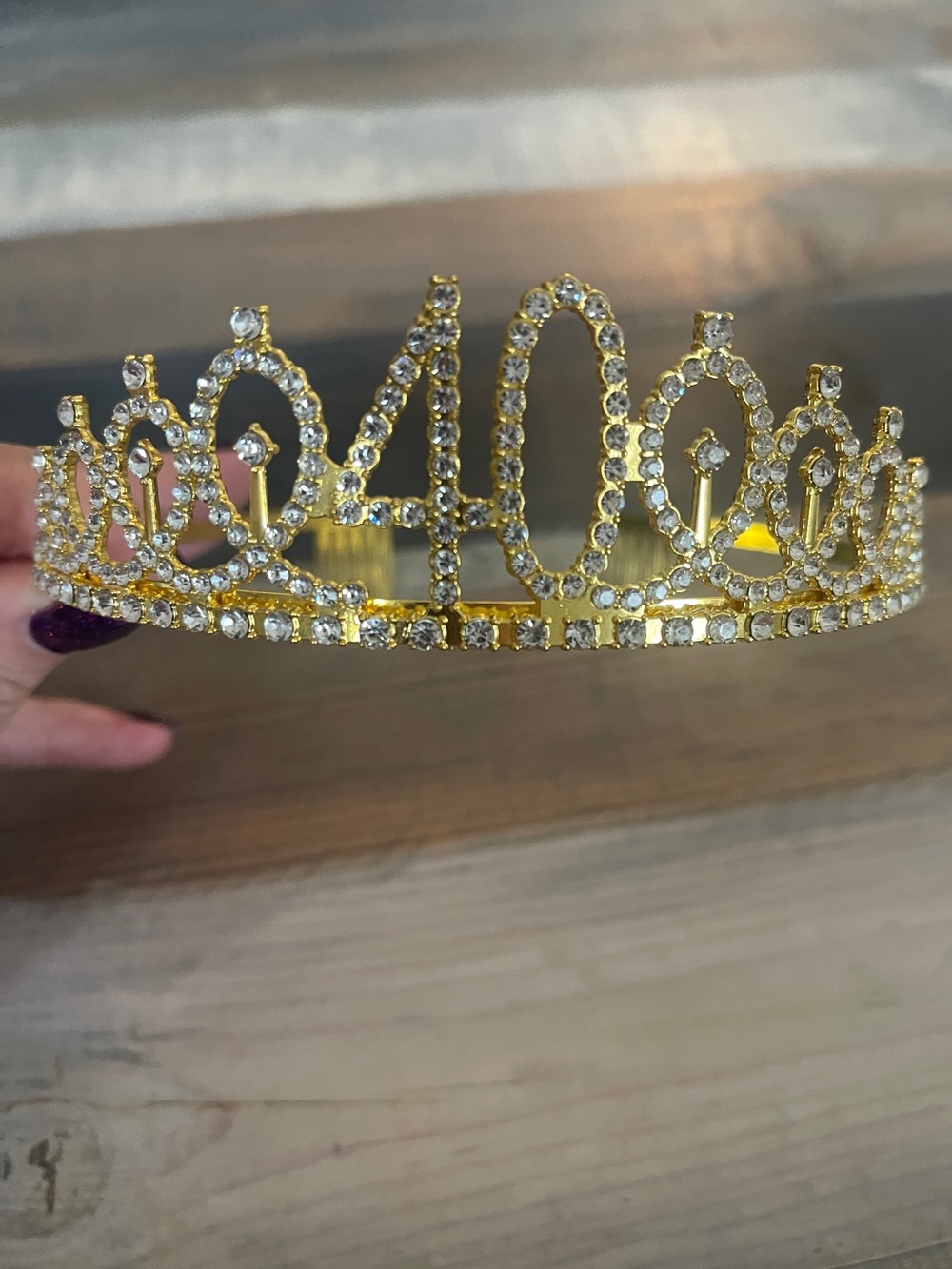 "40th" Birthday Gold Rhinestone Tiara Crown - Picture 5 of 8